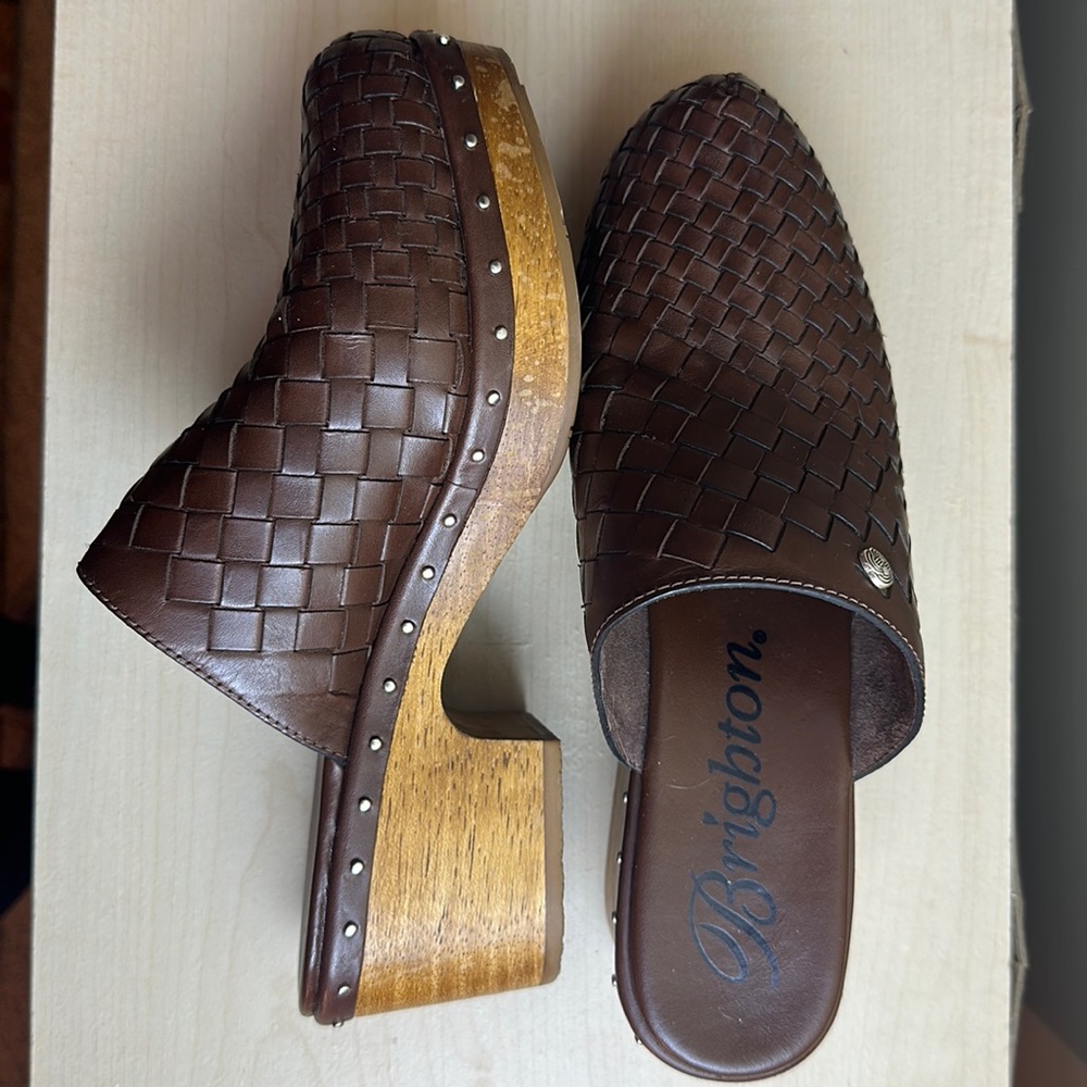 Brighton leather clogs, style is Crosby
